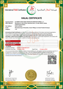 IHC Halal Certifiate- LA CREMA COCOA AND CHOCOLATE MANUFACTURING L.L